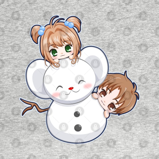 Chibi Sakura Syaoran Snowman by LoShimizu